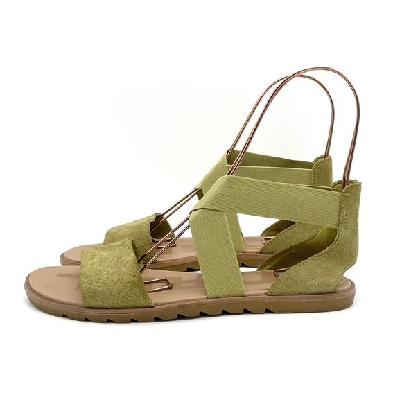Sorel Ella II Sandals Olive Suede Elastic Strap Women’s Size 8 EU 39 Flat Summer - Picture 6 of 15